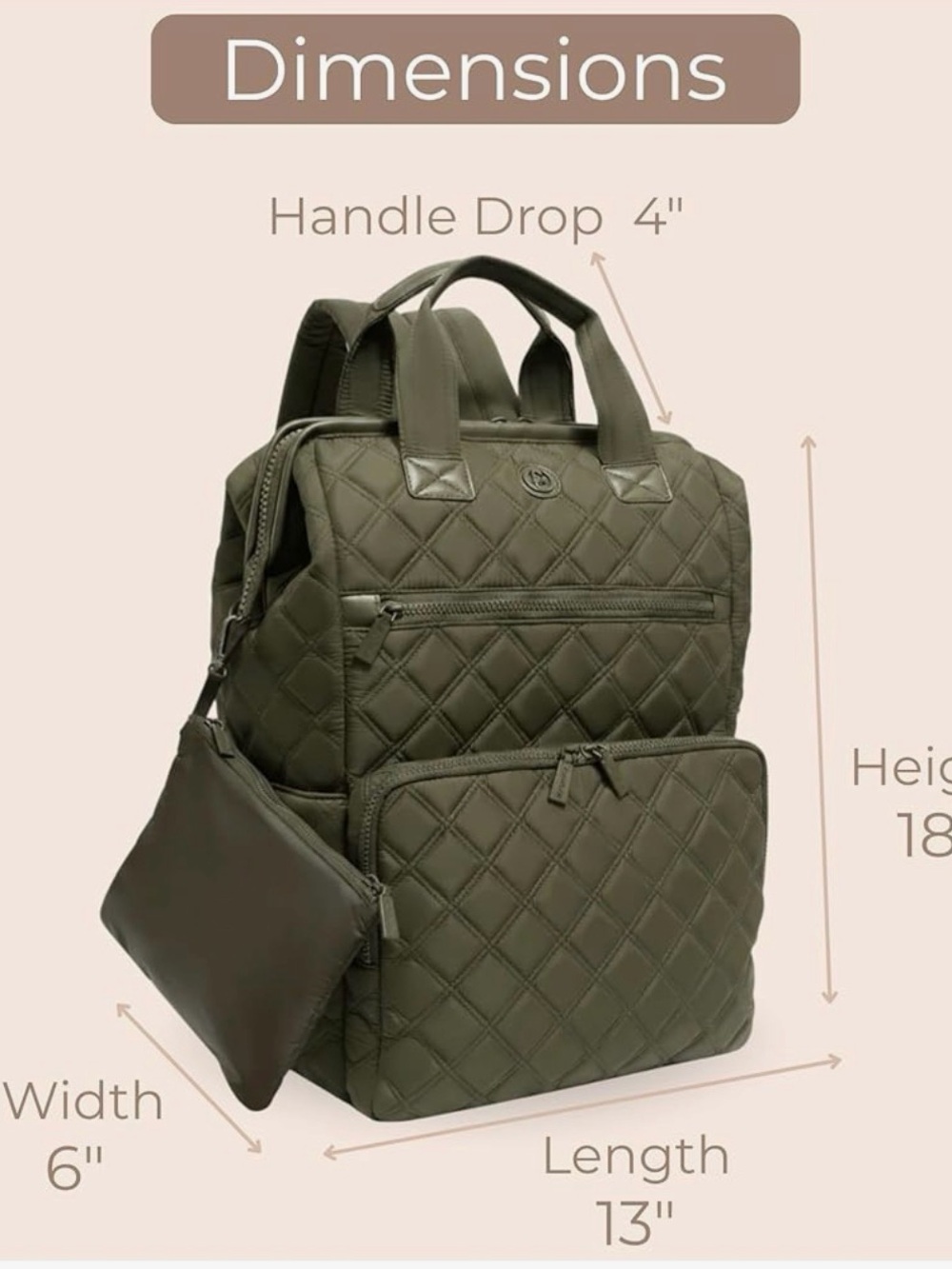 Quilted Olive Green Backpack Tote – Stylish Men’s Bag - Picture 2 of 7